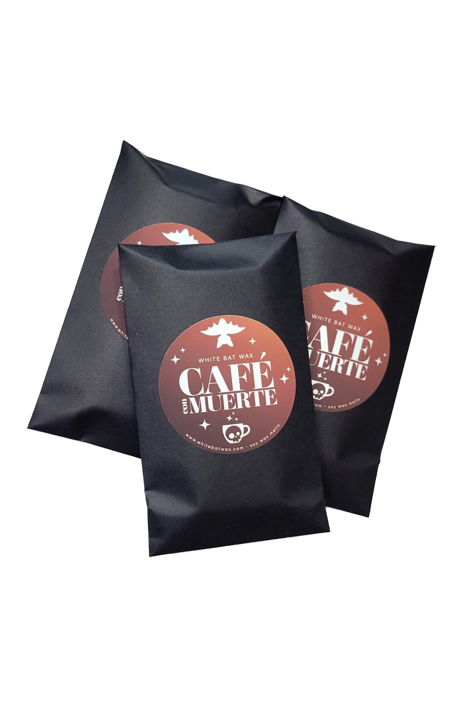 Cafe con Muerte wax melts coffee toffee vanilla caramel scented wax melts.