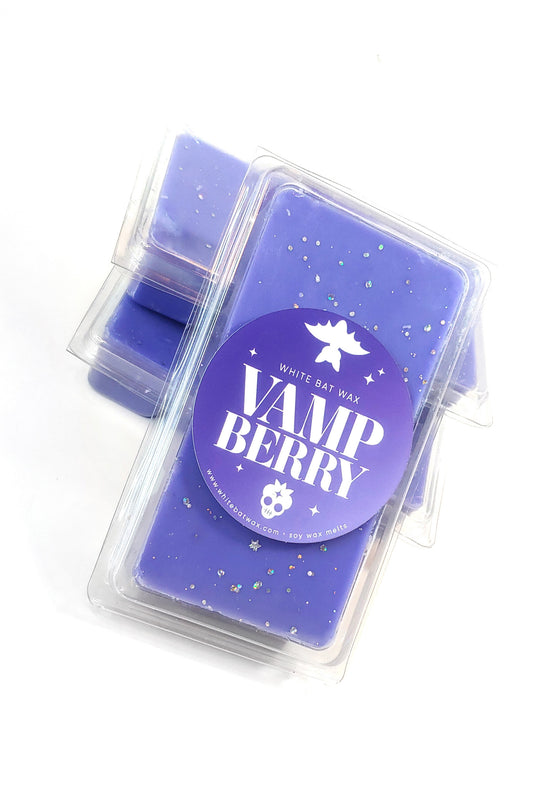 Vamp Berry gothic dark berry and vanilla scented wax melts.